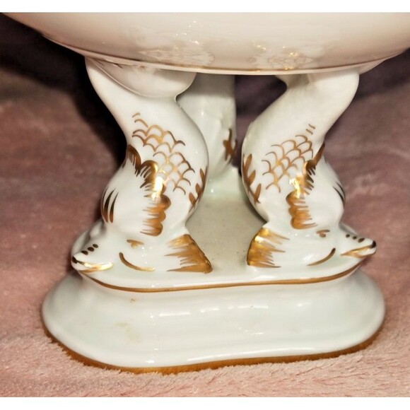Rare Item - Bing and Grondahl Copenhagen Daffodil Porcelain Compote Dolphin Base - Picture 4 of 9